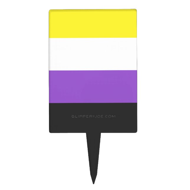 SlipperyJoe's Nonbinary Pride Flag yellow white pu Cake Topper (Front)
