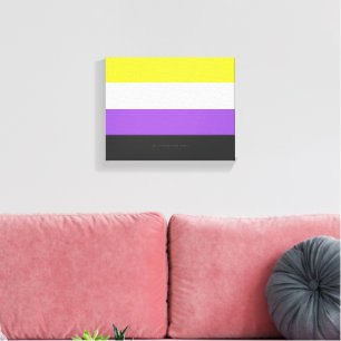 SlipperyJoe's Nonbinary Pride Flag yellow white pu Canvas Print