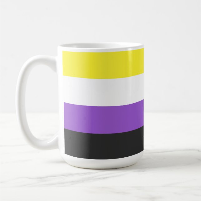 SlipperyJoe's Nonbinary Pride Flag yellow white pu Coffee Mug (Left)