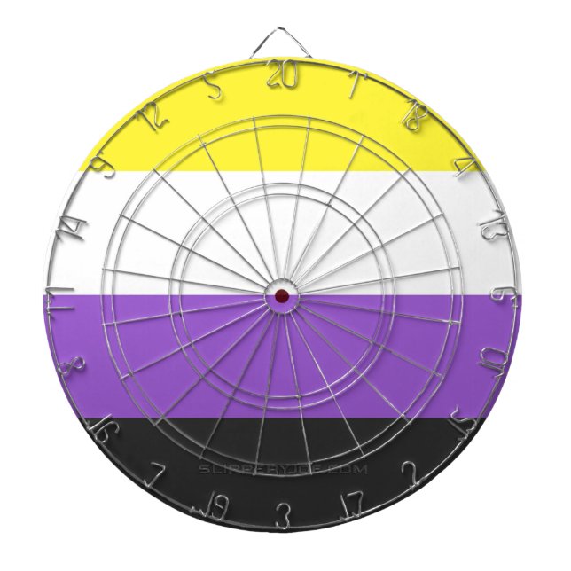 SlipperyJoe's Nonbinary Pride Flag yellow white pu Dart Board (Front)