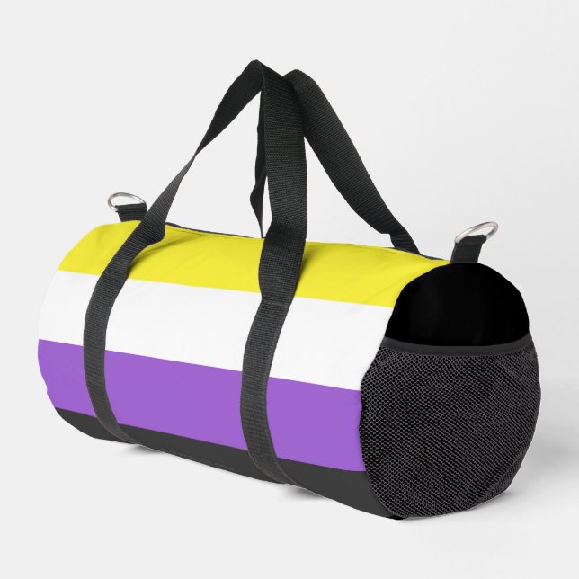 SlipperyJoe's Nonbinary Pride Flag yellow white pu Duffle Bag (Right Corner)