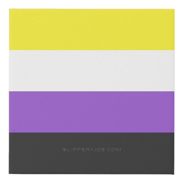SlipperyJoe's Nonbinary Pride Flag yellow white pu Faux Canvas Print (Front)