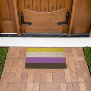 SlipperyJoe's Nonbinary Pride Flag yellow white pu Fiber Doormat