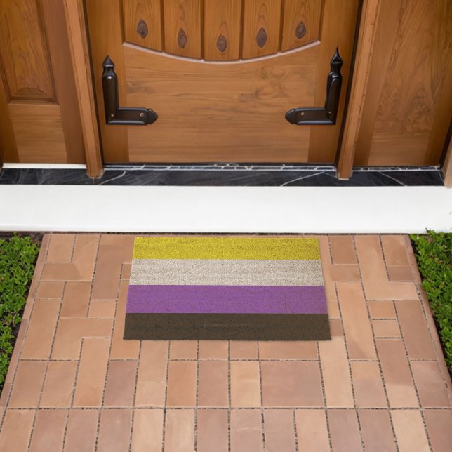 SlipperyJoe's Nonbinary Pride Flag yellow white pu Fiber Doormat (Insitu (Outdoor))