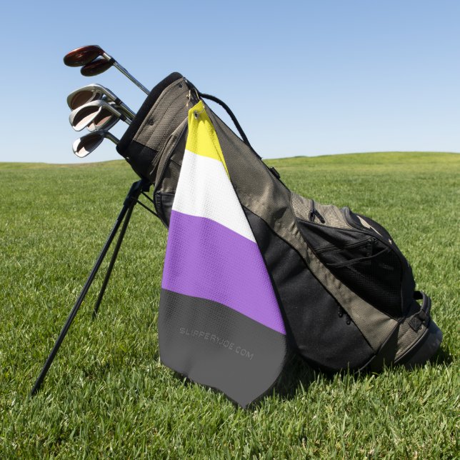SlipperyJoe's Nonbinary Pride Flag yellow white pu Golf Towel (Green)