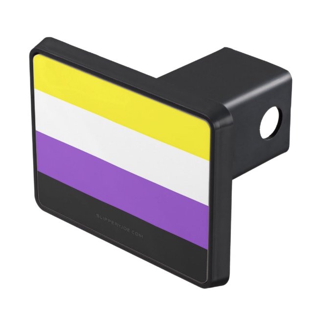 SlipperyJoe's Nonbinary Pride Flag yellow white pu Hitch Cover (Top Right)