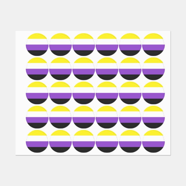 SlipperyJoe's Nonbinary Pride Flag yellow white pu Labels (Sheet)