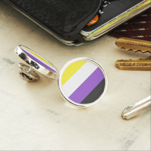 SlipperyJoe's Nonbinary Pride Flag yellow white pu Lapel Pin