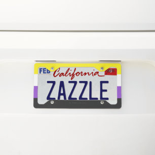SlipperyJoe's Nonbinary Pride Flag yellow white pu License Plate Frame