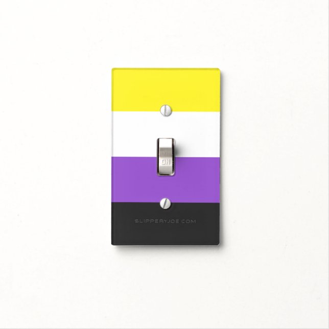 SlipperyJoe's Nonbinary Pride Flag yellow white pu Light Switch Cover (In Situ)