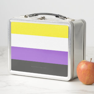 SlipperyJoe's Nonbinary Pride Flag yellow white pu Metal Lunch Box