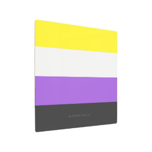 SlipperyJoe's Nonbinary Pride Flag yellow white pu Metal Print
