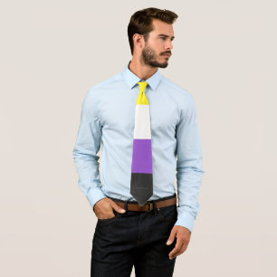 SlipperyJoe's Nonbinary Pride Flag yellow white pu Neck Tie