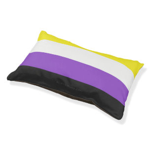 SlipperyJoe's Nonbinary Pride Flag yellow white pu Pet Bed