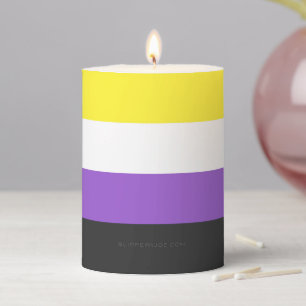 SlipperyJoe's Nonbinary Pride Flag yellow white pu Pillar Candle