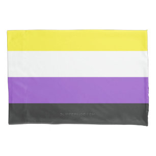 SlipperyJoe's Nonbinary Pride Flag yellow white pu Pillow Case