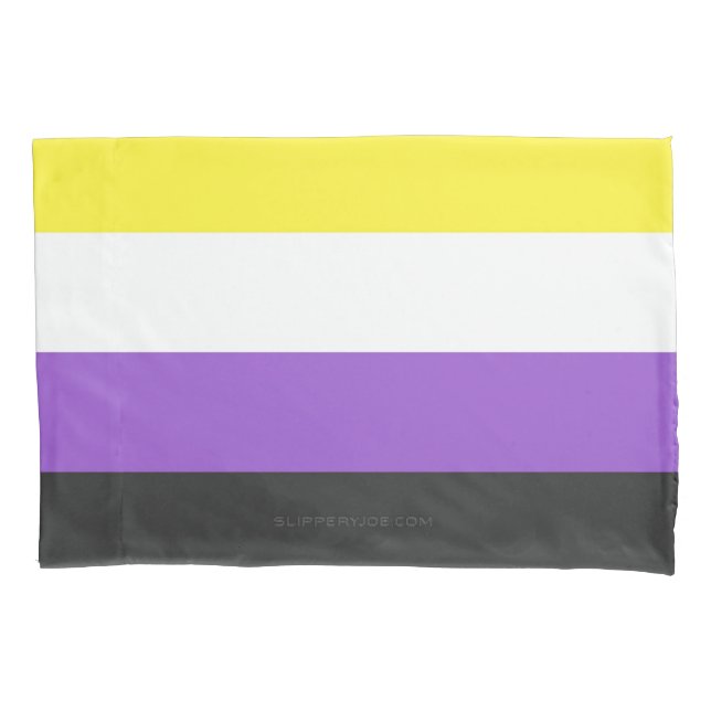 SlipperyJoe's Nonbinary Pride Flag yellow white pu Pillow Case (Front)