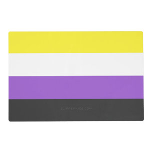 SlipperyJoe's Nonbinary Pride Flag yellow white pu Placemat
