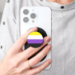 SlipperyJoe's Nonbinary Pride Flag yellow white pu PopSocket