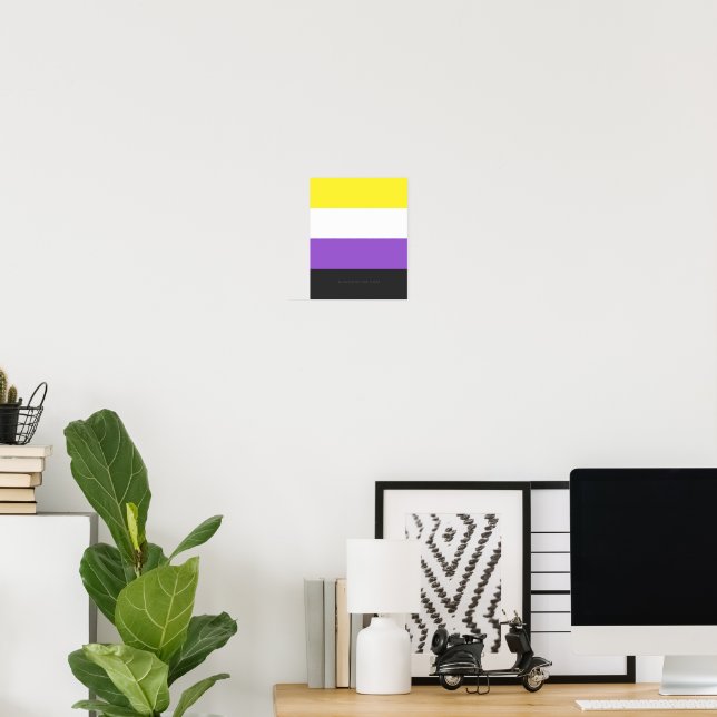 SlipperyJoe's Nonbinary Pride Flag yellow white pu Poster (Home Office)