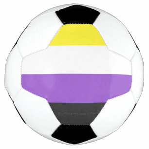 SlipperyJoe's Nonbinary Pride Flag yellow white pu Soccer Ball