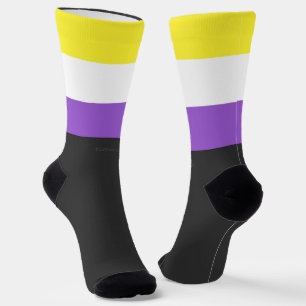 SlipperyJoe's Nonbinary Pride Flag yellow white pu Socks