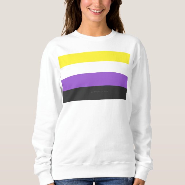 SlipperyJoe's Nonbinary Pride Flag yellow white pu Sweatshirt (Front)
