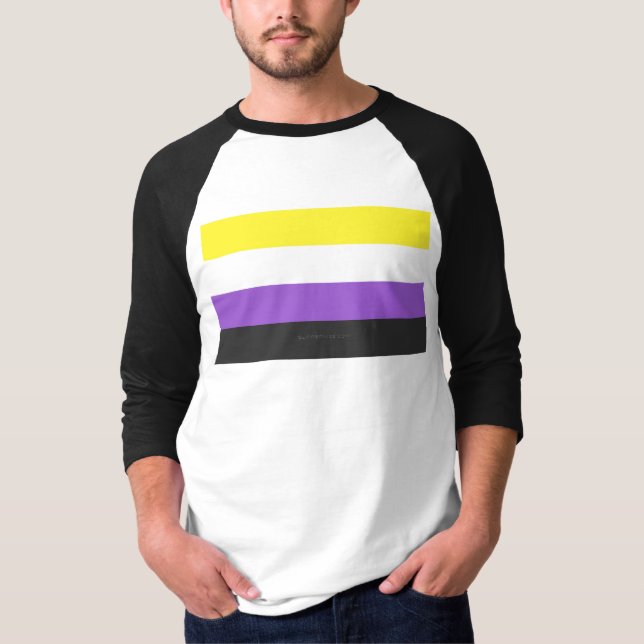 SlipperyJoe's Nonbinary Pride Flag yellow white pu T-Shirt (Front)