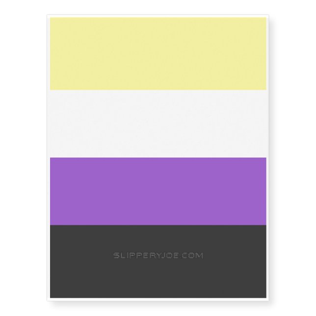 SlipperyJoe's Nonbinary Pride Flag yellow white pu Temporary Tattoos (Front)