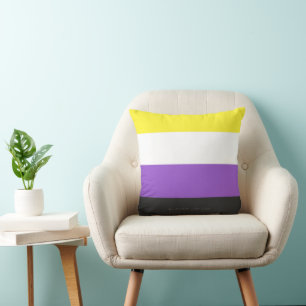 SlipperyJoe's Nonbinary Pride Flag yellow white pu Throw Pillow