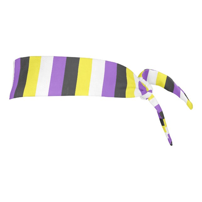 SlipperyJoe's Nonbinary Pride Flag yellow white pu Tie Headband (Rotate 90)