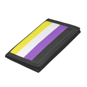 SlipperyJoe's Nonbinary Pride Flag yellow white pu Trifold Wallet