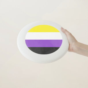 SlipperyJoe's Nonbinary Pride Flag yellow white pu Wham-O Frisbee