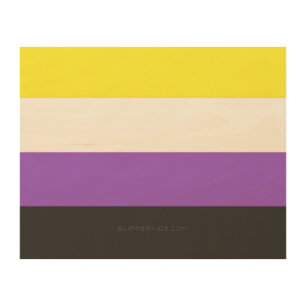 SlipperyJoe's Nonbinary Pride Flag yellow white pu Wood Wall Art