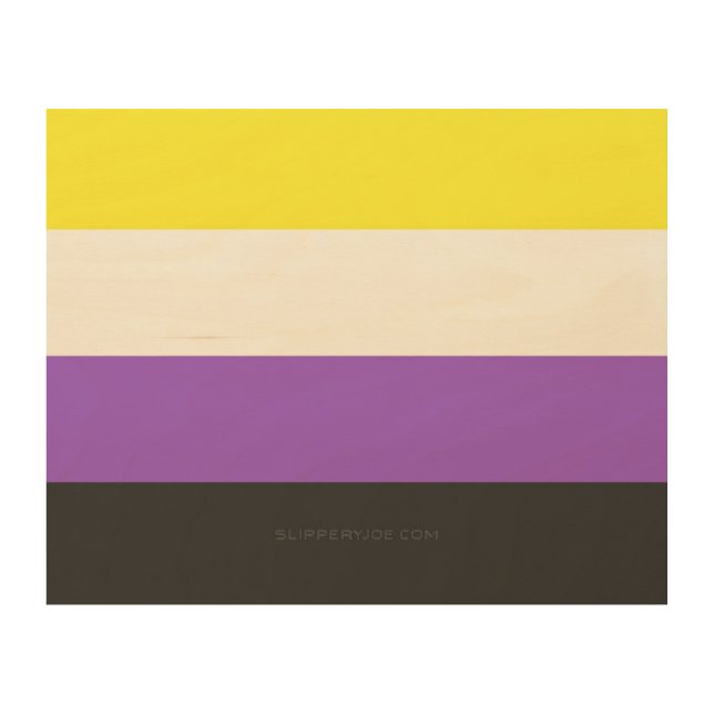 SlipperyJoe's Nonbinary Pride Flag yellow white pu Wood Wall Art (Front)
