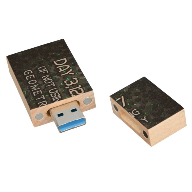 SlipperyJoe's not using geometry interlocking hexa Wood Flash Drive (Angled)