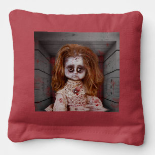 SlipperyJoe's old doll Happy Halloween creepy bloo Cornhole Bags