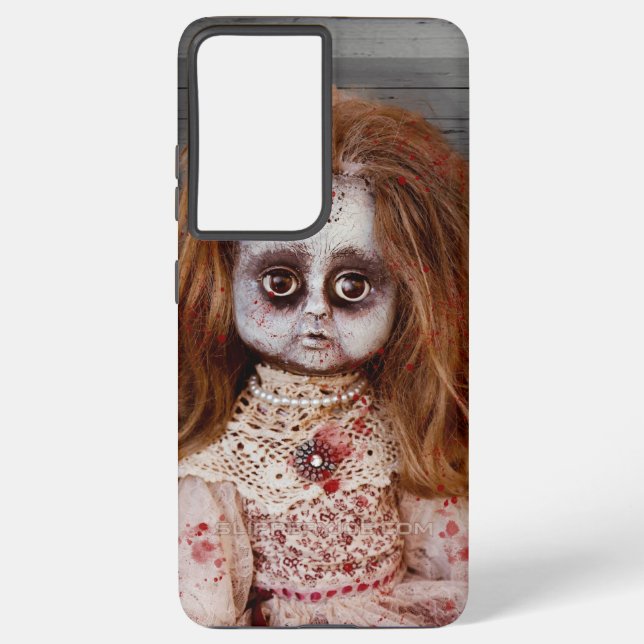 SlipperyJoe's old doll Happy Halloween creepy bloo Samsung Galaxy Case (Back)