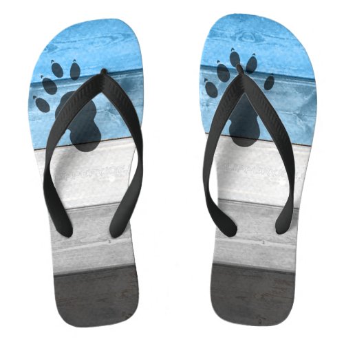 SlipperyJoes otter paw wood crate texture bear co Flip Flops