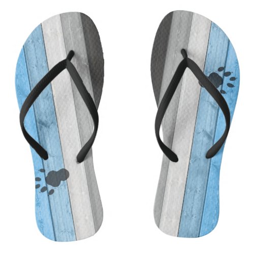 SlipperyJoes otter paw wood crate texture bear co Flip Flops