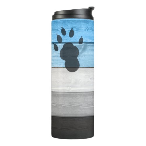 SlipperyJoes otter paw wood crate texture bear co Thermal Tumbler