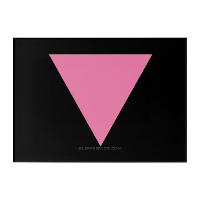 SlipperyJoe's pink triangle flag bright pink symbo Acrylic Print (Front)