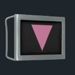 SlipperyJoe's pink triangle flag bright pink symbo Belt Buckle<br><div class="desc">SlipperyJoe's pink triangle flag bright pink symbol black background positive symbol self-identity historic emblem queer resilience geometric sign of community strength graphic statement with cultural weight gay pride gifts icon LGBTQ remembrance visual shorthand for rainbow solidarity artistic colorful retro‑styled symbolic artwork</div>