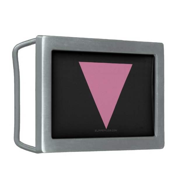 SlipperyJoe's pink triangle flag bright pink symbo Belt Buckle (Front Left)