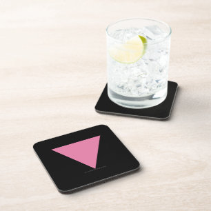 SlipperyJoe's pink triangle flag bright pink symbo Beverage Coaster