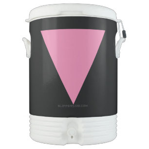 SlipperyJoe's pink triangle flag bright pink symbo Beverage Cooler