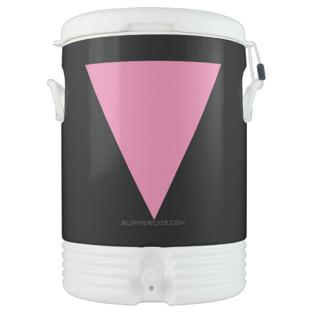 SlipperyJoe's pink triangle flag bright pink symbo Beverage Cooler (Front)