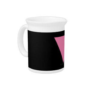 SlipperyJoe's pink triangle flag bright pink symbo Beverage Pitcher