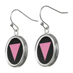SlipperyJoe's pink triangle flag bright pink symbo Earrings