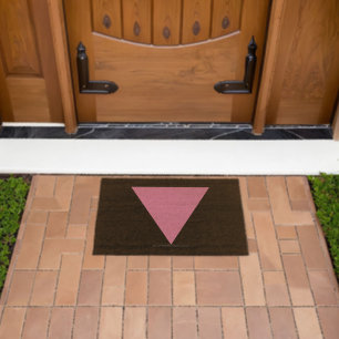 SlipperyJoe's pink triangle flag bright pink symbo Fiber Doormat